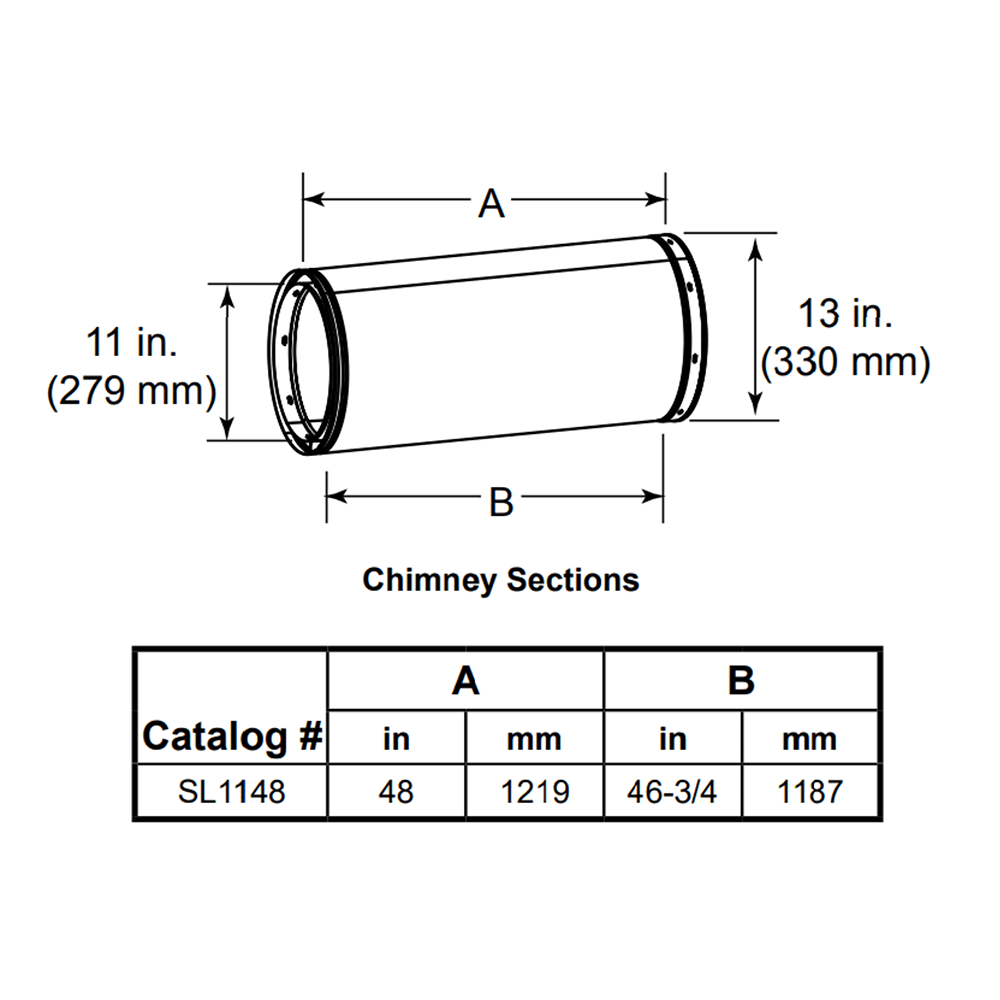 Majestic SL312 12 in. Chimney Pipe Section