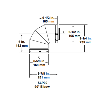 Majestic SLP 4&quot;x 6-5/8&quot; Direct Vent 90 Degree Elbow | SLP90 