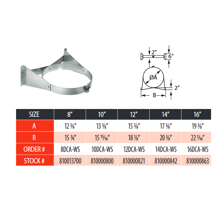 DuraVent B-Vent 8 Inch Diameter Wall Strap - 8DCA-WS