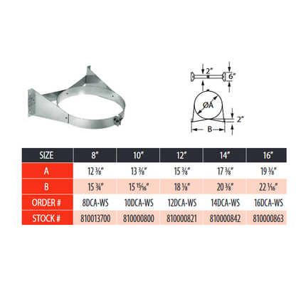 DuraVent B-Vent 8 Inch Diameter Wall Strap - 8DCA-WS