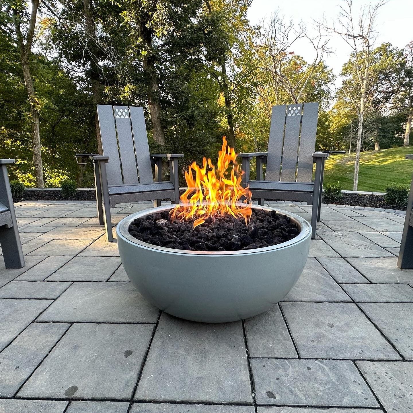 HPC Aluminum Spun Bowl Manual Ignition Outdoor Gas Firepit - STONE30MLFPK