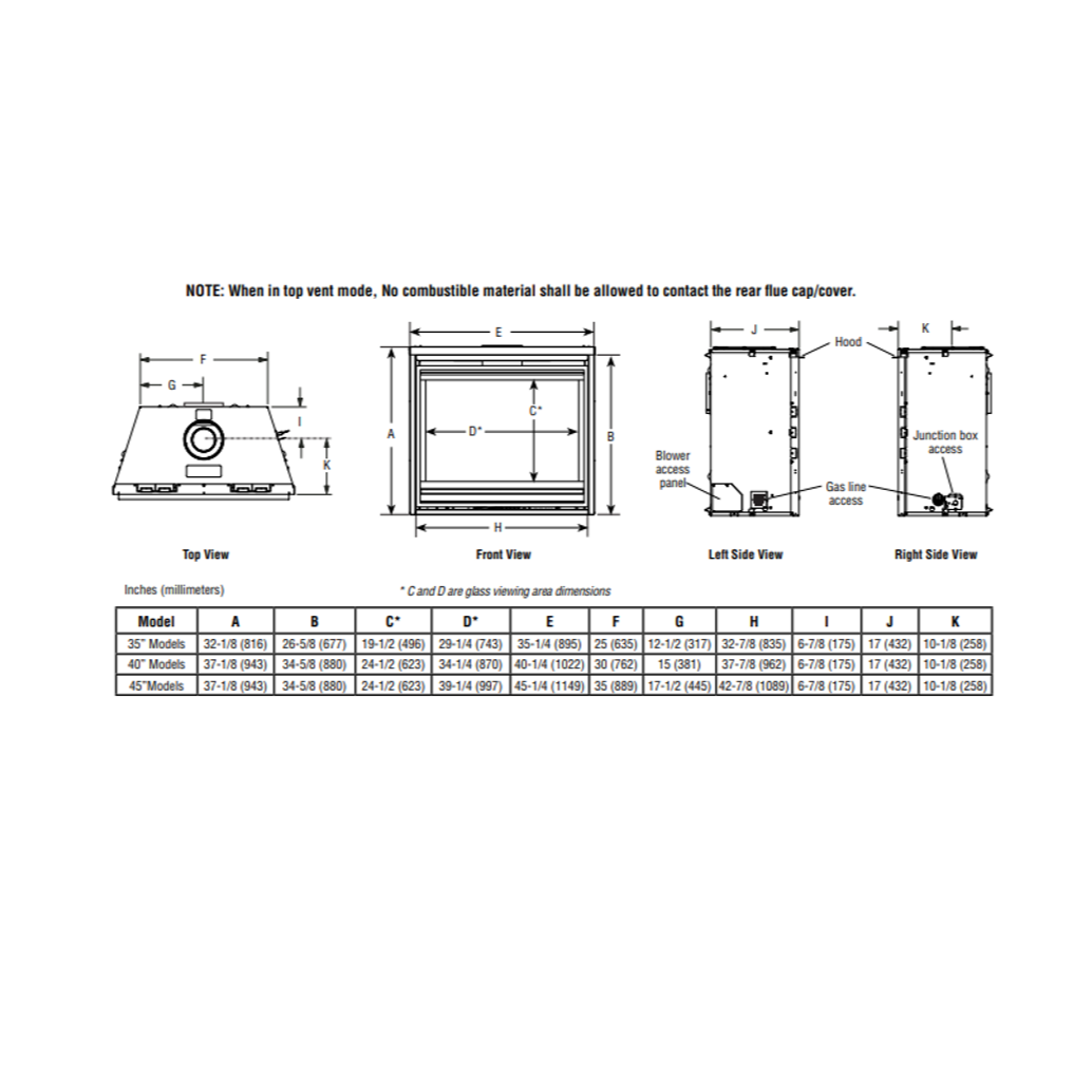 Superior 45 Inch Traditional Direct-Vent Gas Fireplace