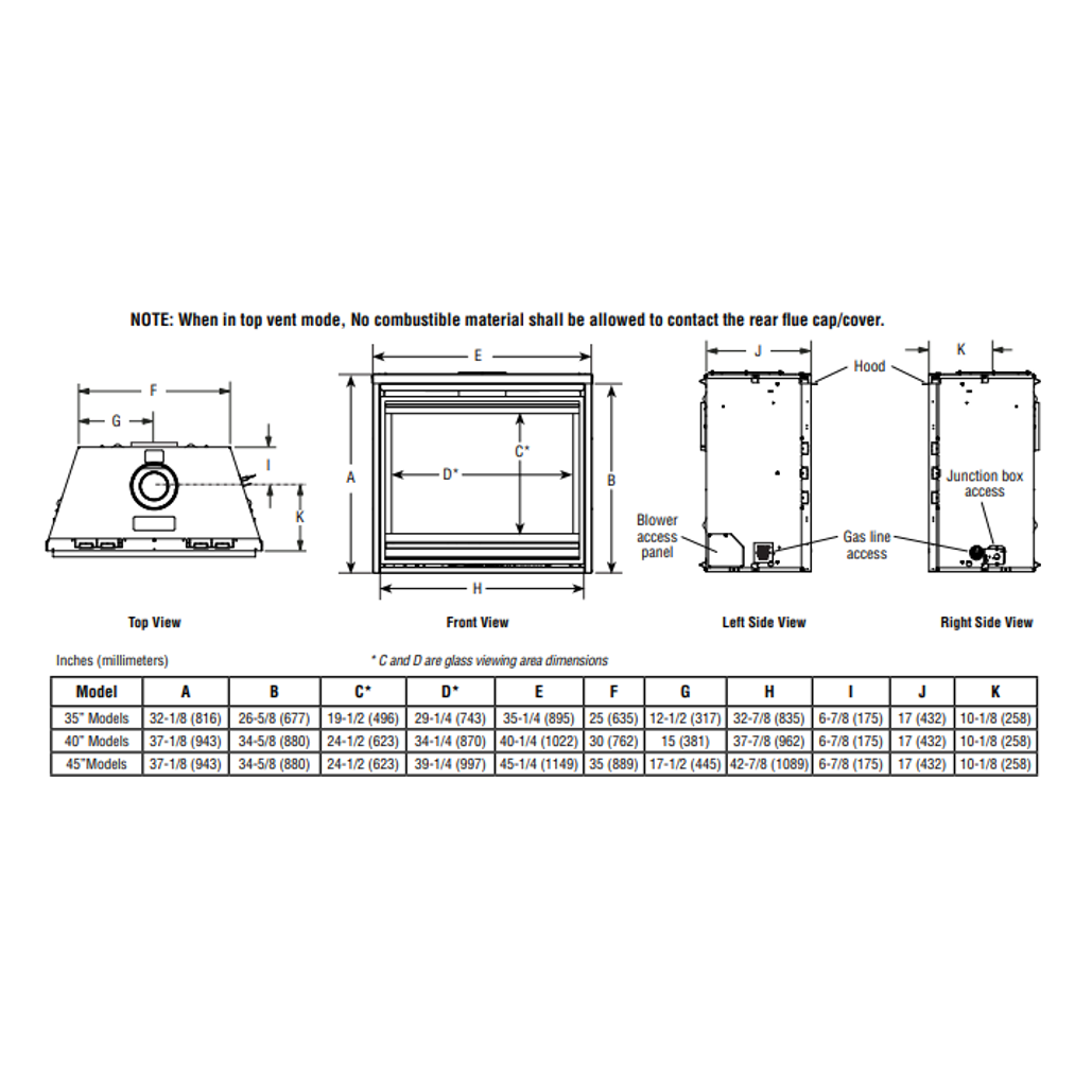 Superior 45 Inch Traditional Direct-Vent Gas Fireplace