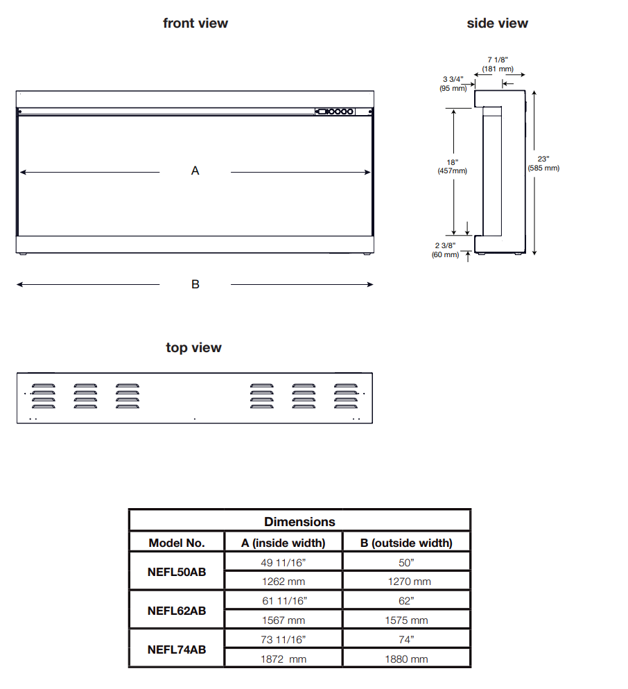 Napoleon Astound 50 Inch FlexMount Electric Fireplace - NEFL50AB