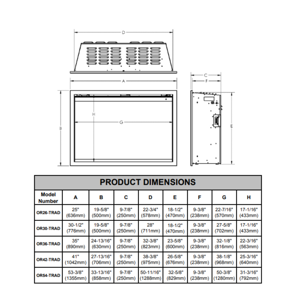 Modern Flames Orion Traditional 30 Built-In Electric Fireplace - OR30-TRAD