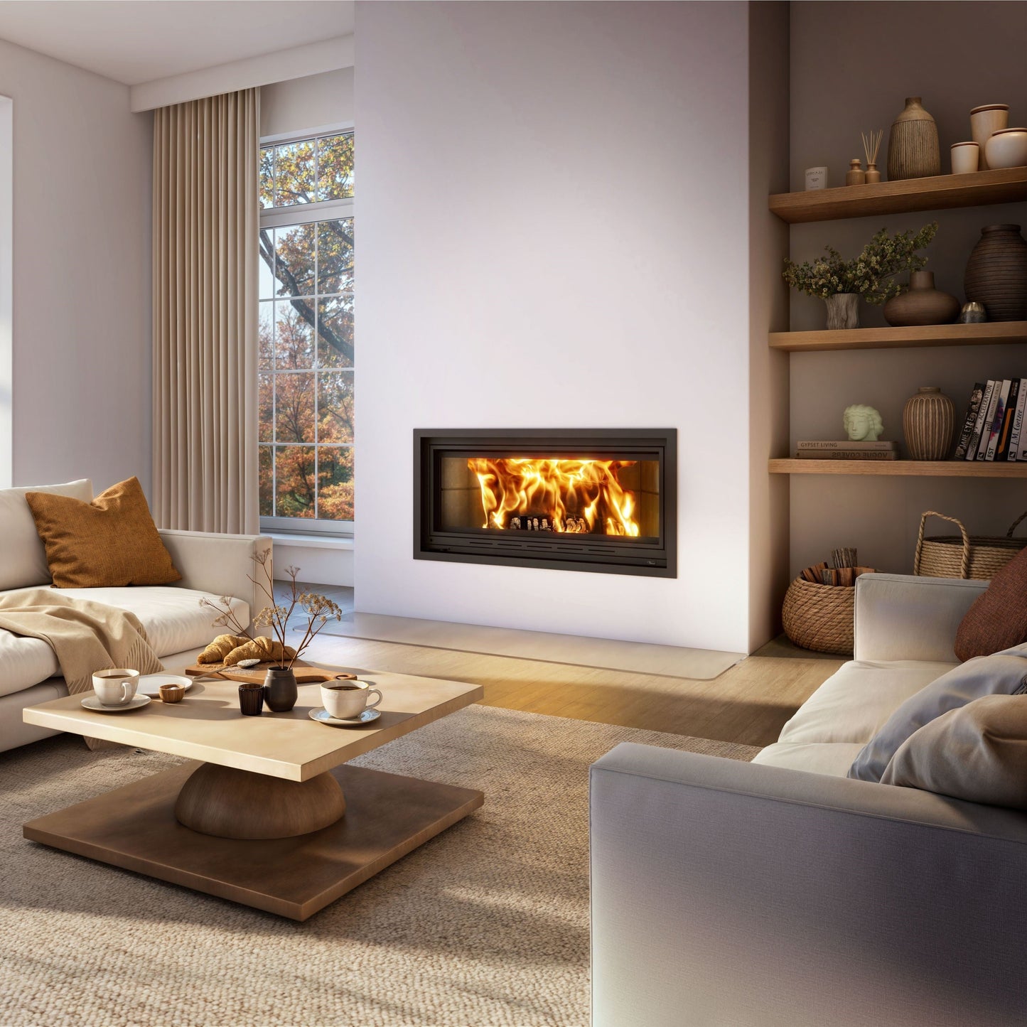 Valcourt St-Laurent Linear Wood Burning Fireplace