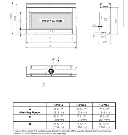 Napoleon See-Through Tall Linear Vector 62 with Luminous Logs Direct Vent Gas Fireplace