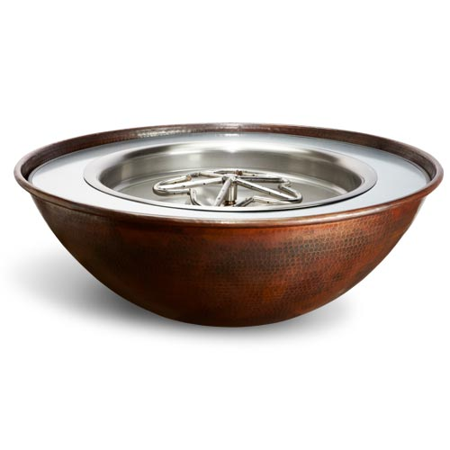 HPC Tempe Torpedo Hammered Copper Bowl Outdoor Gas Firepit - TOR-TEMP31-EI