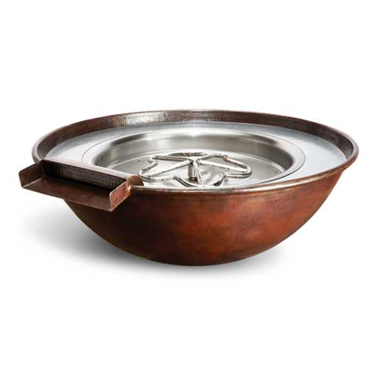 HPC Tempe Torpedo Hammered Copper Bowl Outdoor Gas Firepit - TOR-TEMP31-EI