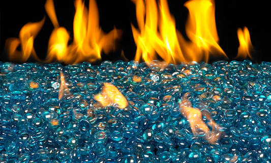 RealFyre Blue Topaz Bead  5/8 Inch Fire Glass 10 lbs - GLG10T