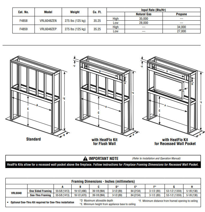 Superior 48 Inch Vent Free Gas Fireplace - VRL6048ZEN