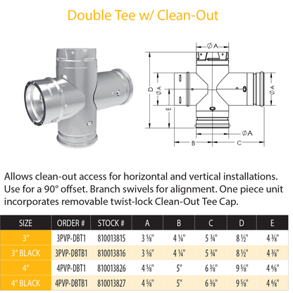 DuraVent Pellet Vent Pro Double Tee w/ Clean-Out Tee Cap | 4PVP-DBT1