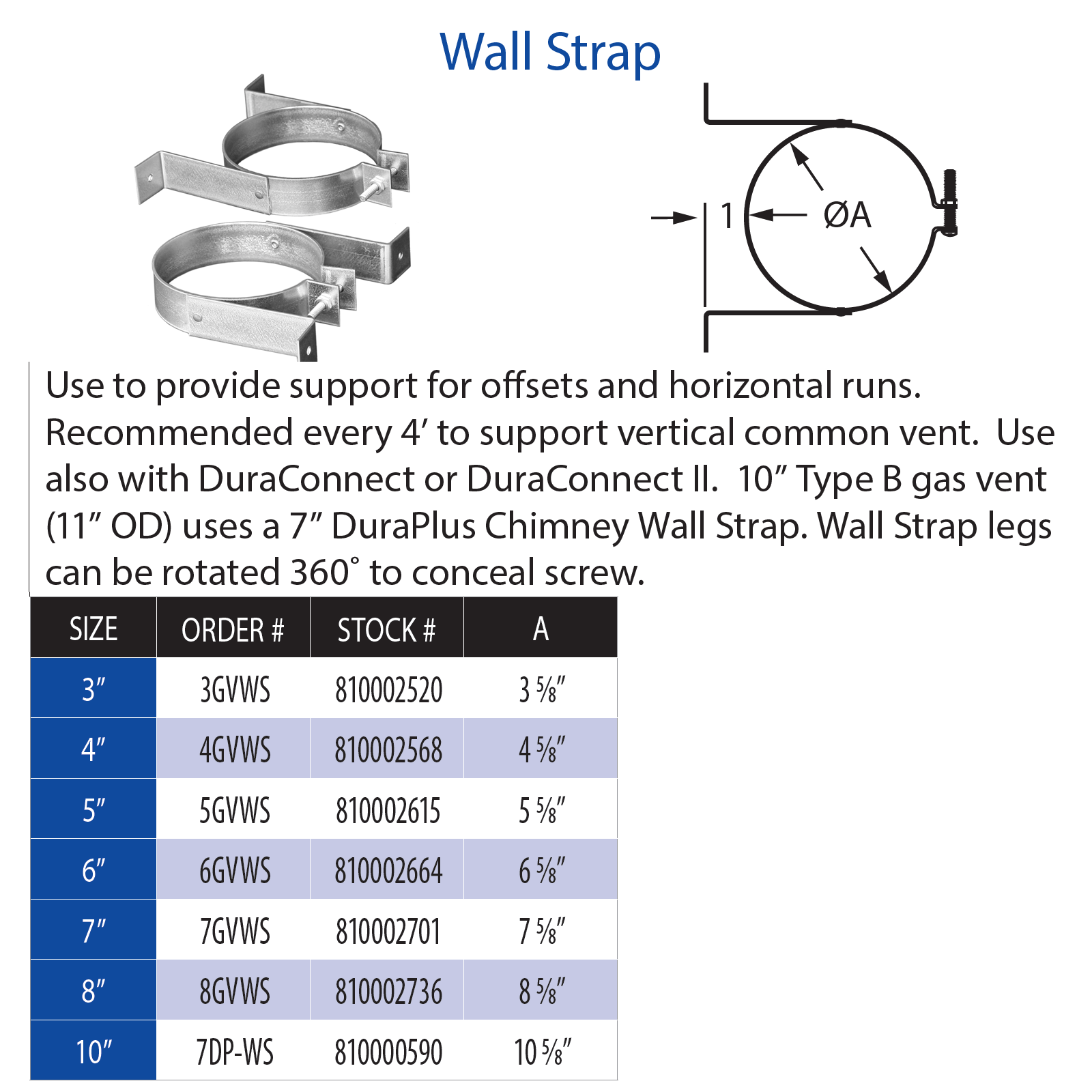 DuraVent Type B Wall Strap | 6GVWS