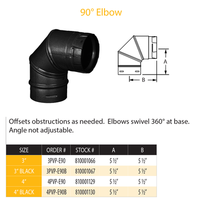 DuraVent Pellet Vent Pro 90 Degree Elbow (black) | 4PVP-E90B