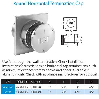 DuraVent DVP Round Horizontal Termination Cap | 46DVA-HRCS