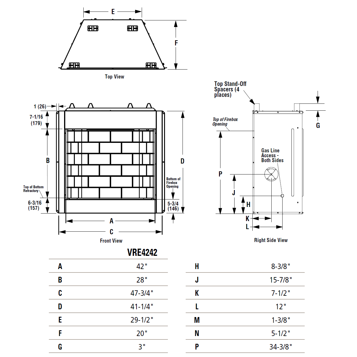 Superior 42 Inch Vent Free Outdoor Gas Firebox | VRE4242