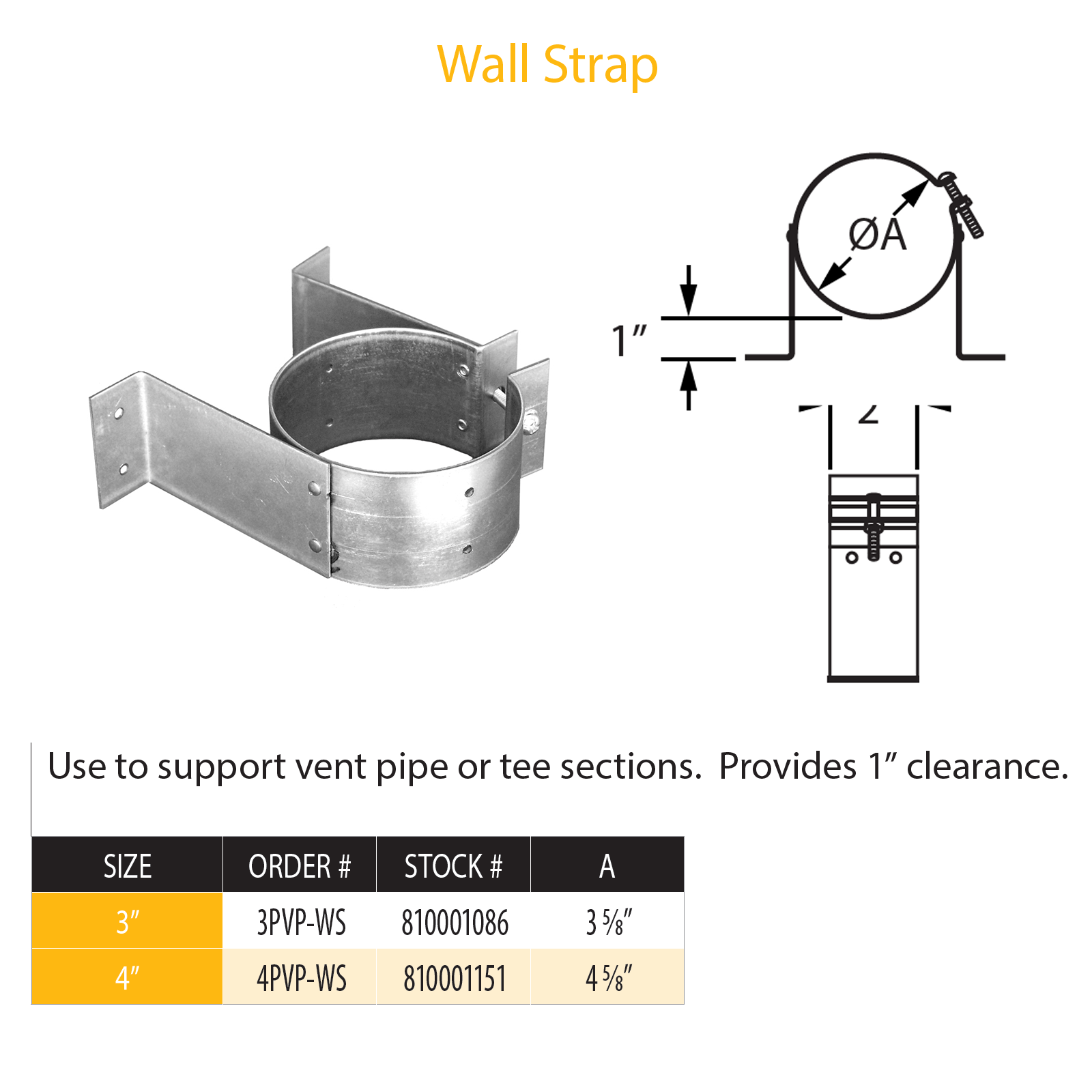 DuraVent Pellet Vent Pro Wall Strap | 3PVP-WS