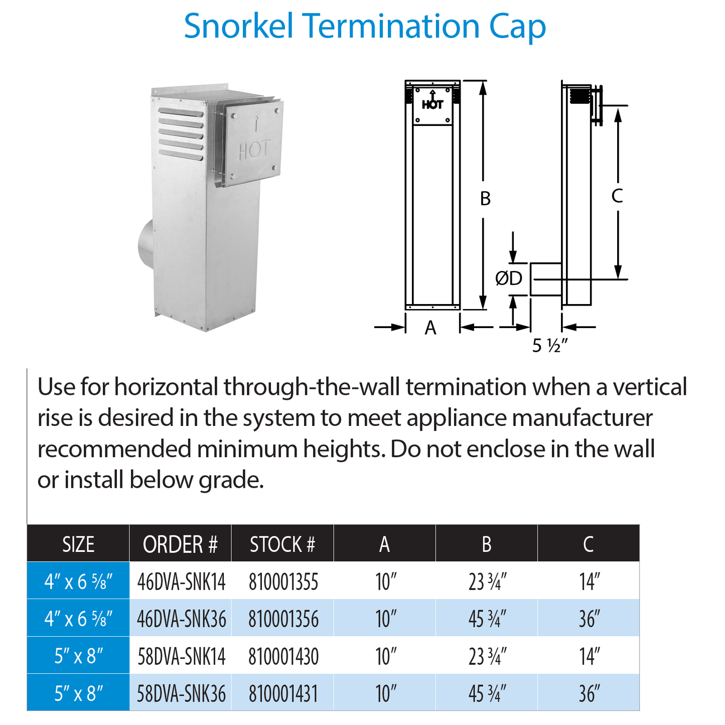 DuraVent DVP 36 Inch Snorkel Termination Cap | 46DVA-SNK36