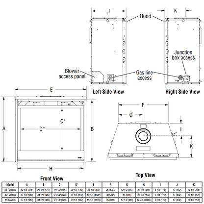 Superior 45 Inch Direct Vent Traditional Gas Fireplace | DRT3545