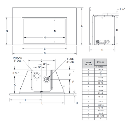 Empire Innsbrook Medium Clean Face Direct Vent Gas Insert | DVC26IN