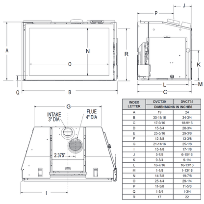 Empire Rushmore 35 Direct Vent Gas Insert | DVCT35CBN95