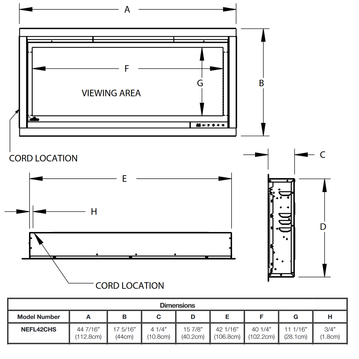 Napoleon AlluraVision 42 inch Slimline Wall Mounted | NEFL42CHS