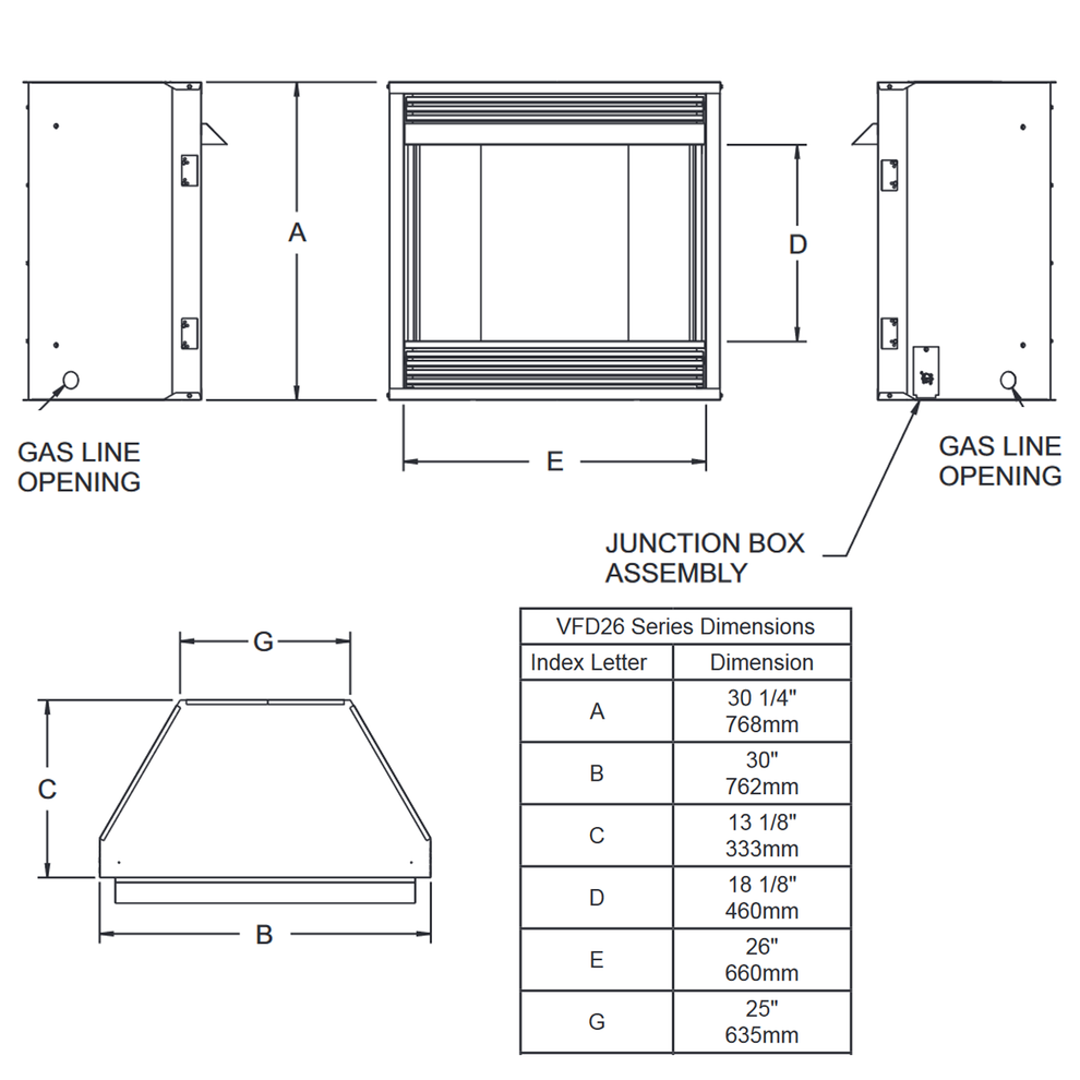 Empire Vail Deluxe 26 Vent Free Fireplace Gas Fireplace | VFD26FP ...