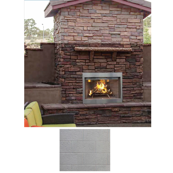 Superior 42 inch Outdoor Wood Burning Fireplace, White Stacked